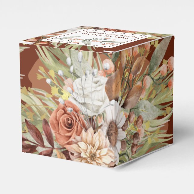 Fall Botanicals Wedding Favour Box (Rust) (Front Side)