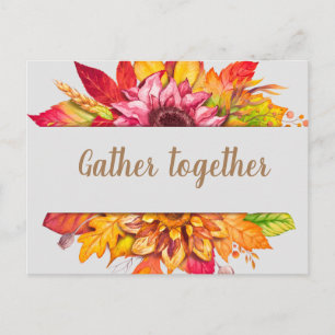 Fall Bouquet Customisable Thanksgiving Invite Postcard