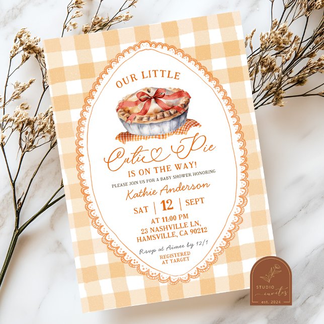 Fall Bow Coquette Pie Baby Shower Invitation (Creator Uploaded)
