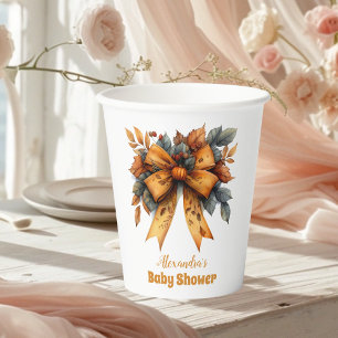 Fall Bow Girl Baby Shower Paper Cups