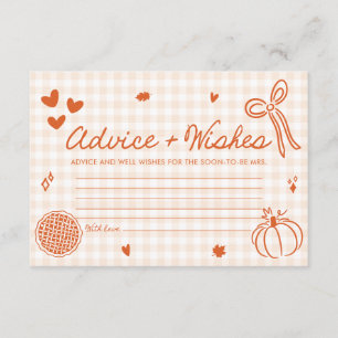 Fall Bow Hand Drawn Advice and Wishes Bridal Game Enclosure Card