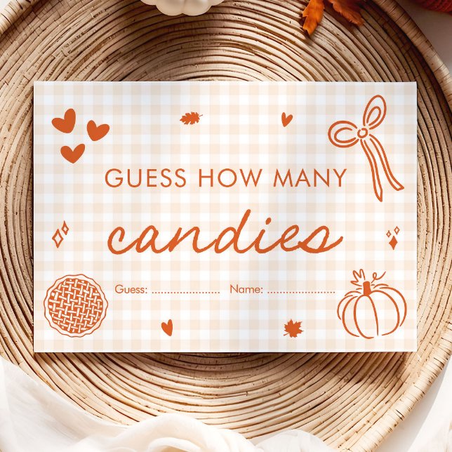 Fall Bow Hand Drawn Guess How Many Candies Game Enclosure Card (Fall Bow Hand Drawn Guess How Many Candies Game)