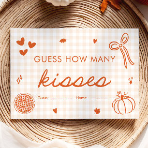 Fall Bow Hand Drawn Guess How Many Kisses Game Enclosure Card