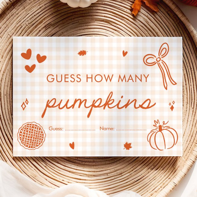 Fall Bow Hand Drawn Guess How Many Pumpkins Game Enclosure Card (Fall Bow Hand Drawn Guess How Many Pumpkins Game)