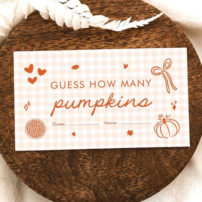 Fall Bow Hand Drawn Guess How Many Pumpkins Game Enclosure Card (Fall Bow Hand Drawn Guess How Many Pumpkins Game)