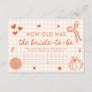 Fall Bow Hand Drawn How Old Was The Bride Game Enclosure Card