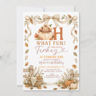 Fall Bow Oh what Fun! Little Turkey First Birthday Invitation
