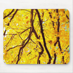Fall branches - golden yellow mouse mat