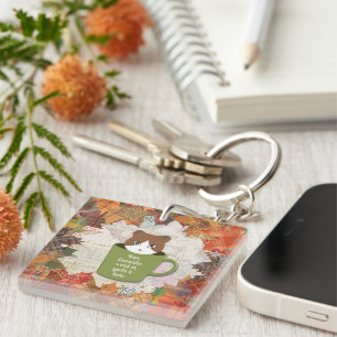 Fall Break Cat Acrylic Key Ring
