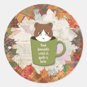 Fall Break Cat Classic Round Sticker