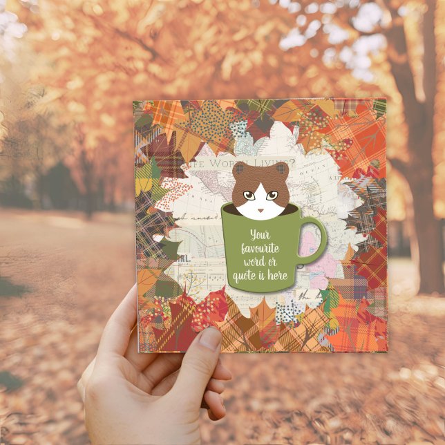 Fall Break Cat Flat Thank You Card (Fall Break Cat Thank you Card in a hand of the forest.)