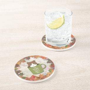 Fall Break Cat Round Coaster