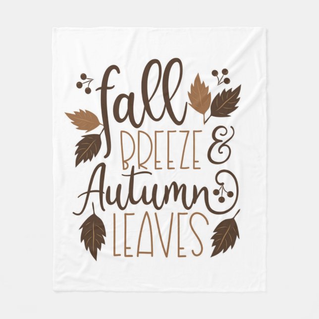 Fall Breeze Autumn Leaves Fleece Blanket (Front)