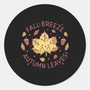Fall Breeze Autumn Leaves Maple Leaf Classic Round Sticker