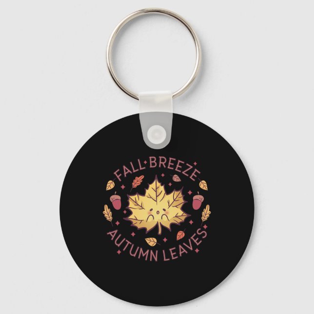 Fall Breeze Autumn Leaves Maple Leaf  Key Ring (Front)