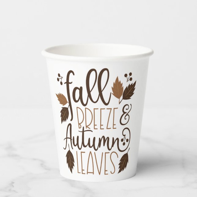 Fall Breeze Autumn Leaves Paper Cups (Front)