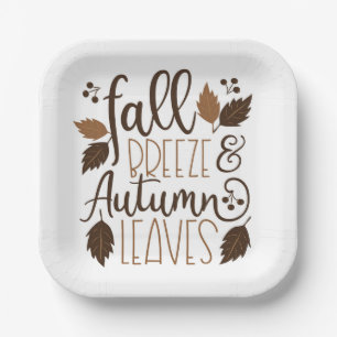 Fall Breeze Autumn Leaves Paper Plate