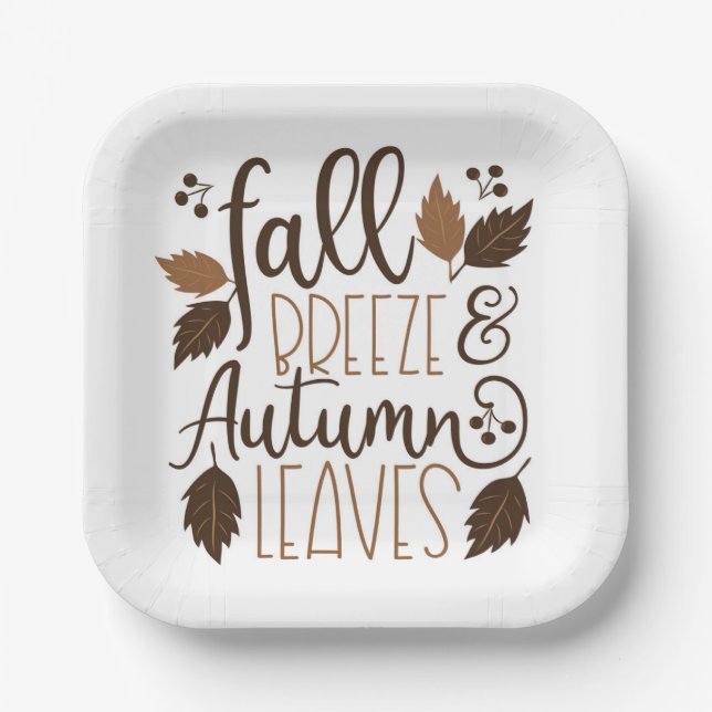 Fall Breeze Autumn Leaves Paper Plate (Front)