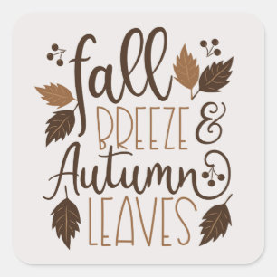 Fall Breeze Autumn Leaves Square Sticker