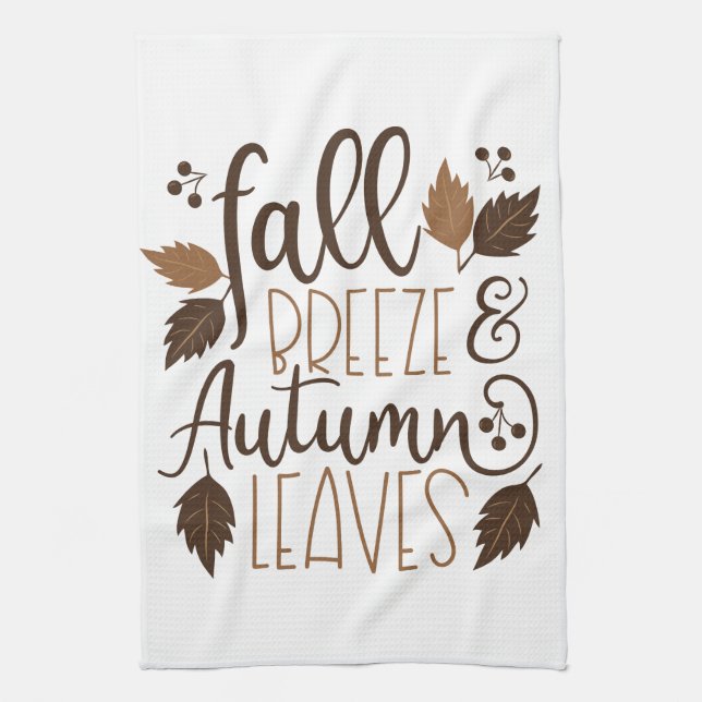 Fall Breeze Autumn Leaves Tea Towel (Vertical)