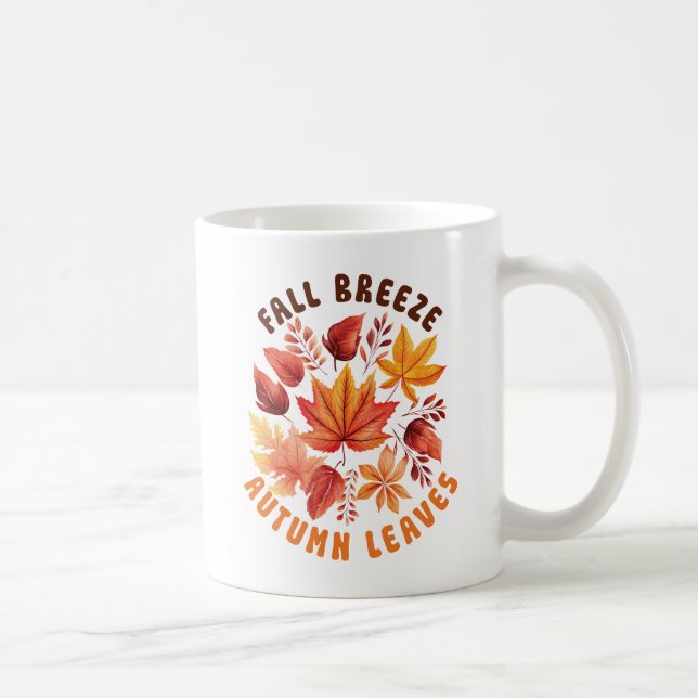Fall Breeze, Autumn Leaves –Whimsical Fall Foliage Coffee Mug (Right)