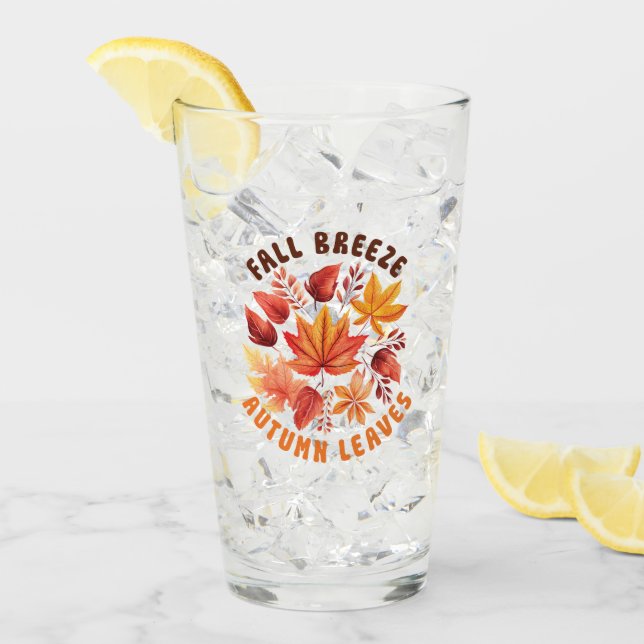 Fall Breeze, Autumn Leaves –Whimsical Fall Foliage Glass (Front Ice)