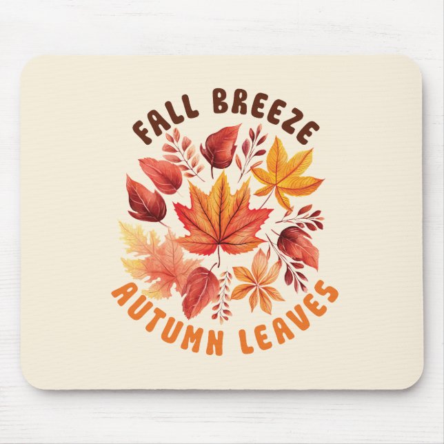 Fall Breeze, Autumn Leaves –Whimsical Fall Foliage Mouse Mat (Front)