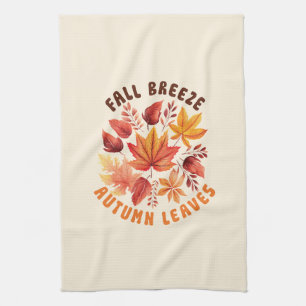 Fall Breeze, Autumn Leaves –Whimsical Fall Foliage Tea Towel