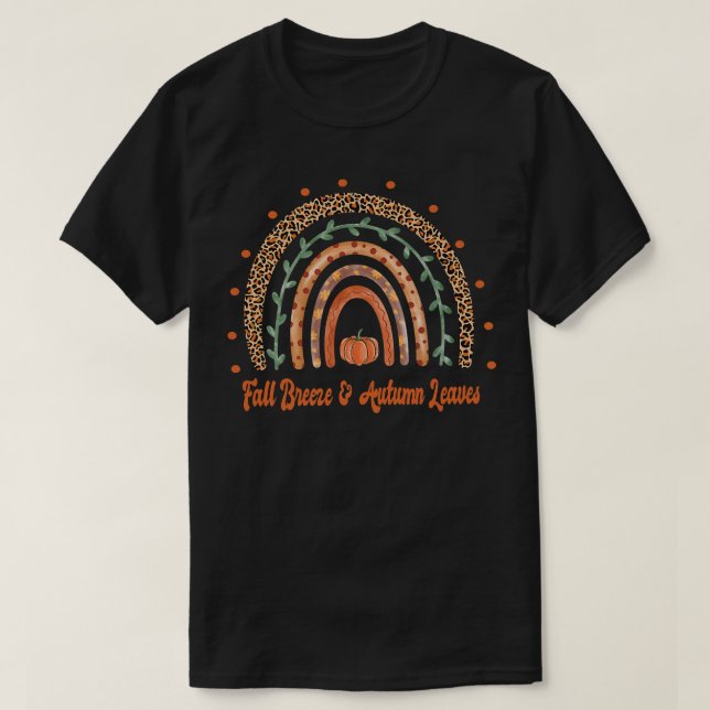 Fall Breeze & Autumn LeavesFall Autumn Boho Rainbo T-Shirt (Design Front)