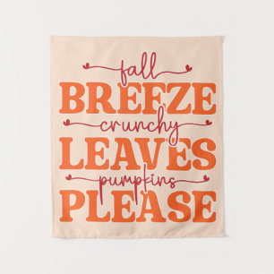 Fall Breeze Crunchy Leaves Pumpkins Please Autumn Tapestry