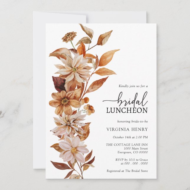 Fall Bridal Luncheon Invitation (Front)