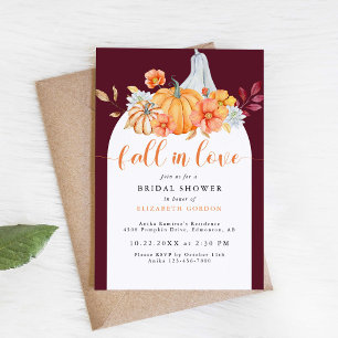 Fall Bridal Shower Autumn Pumpkin Fall in Love Invitation