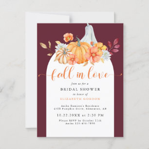 Fall Bridal Shower Autumn Pumpkin Fall in Love Postcard