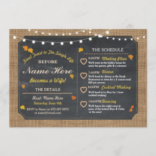 Fall Bridal Shower Chalk Itinerary Bachelorette Programme