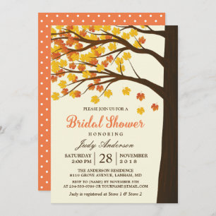 Fall Bridal Shower Classy Maple Leaves Autumn Tree Invitation