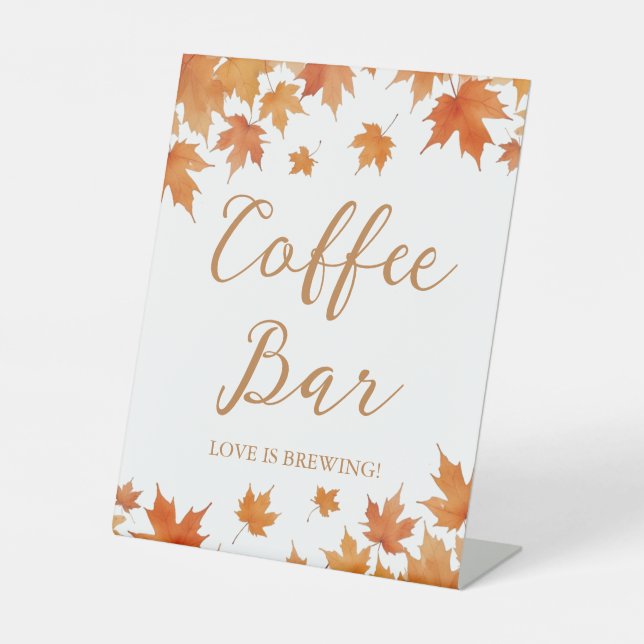 Fall Bridal Shower Coffee Bar Pedestal Sign (Front)