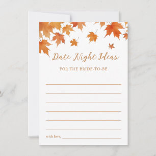 Fall Bridal Shower Date Night Ideas Card