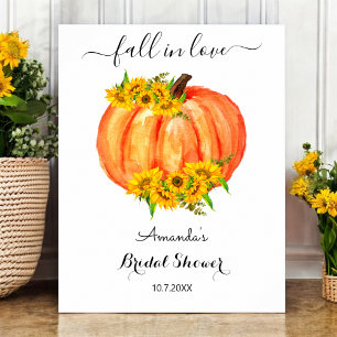 Fall Bridal Shower Floral Orange Pumpkin  Poster
