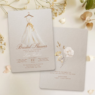 Fall Bridal Shower Gown Invitation with Florals