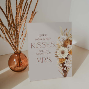 Fall Bridal Shower Guess How Many Kisses Pedestal Sign