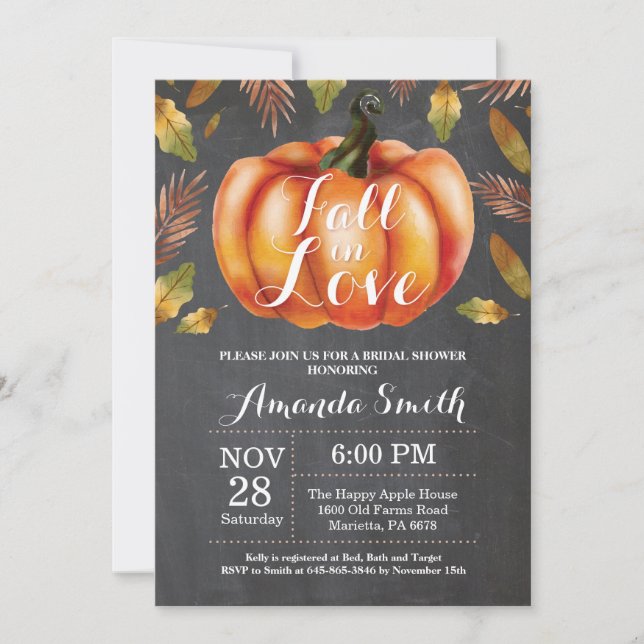 Fall Bridal Shower Invitation Card Chalkboard (Front)