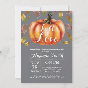 Fall Bridal Shower Invitation Card Grey