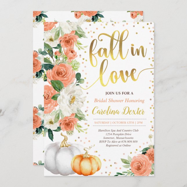 Fall Bridal Shower Invitation Fall In Love Shower (Front/Back)