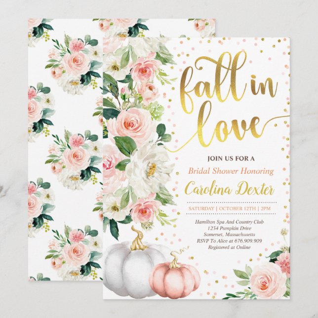 Fall Bridal Shower Invitation Fall In Love Shower (Front/Back)