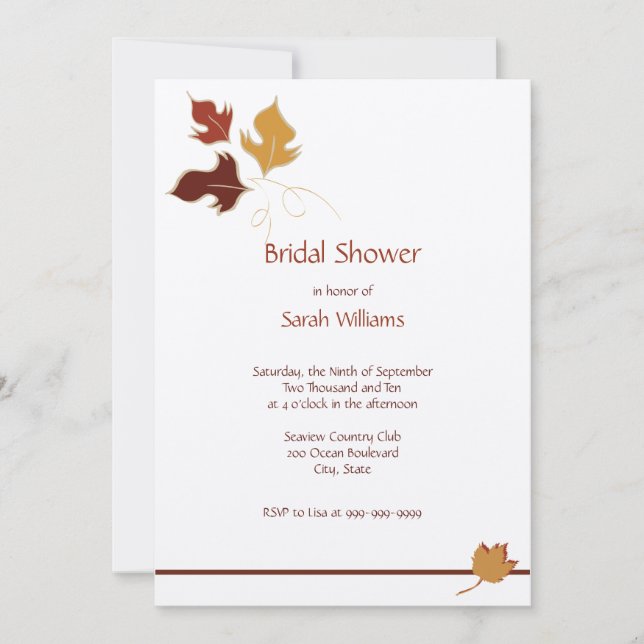 Fall Bridal Shower Invitations (Front)