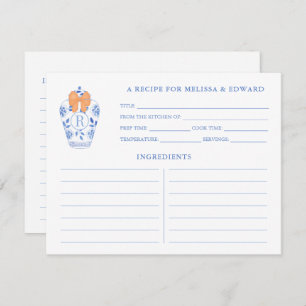 Fall Bridal Shower Monogram Recipe Card