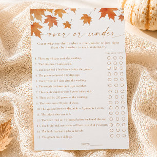 Fall Bridal Shower Over or Under Game