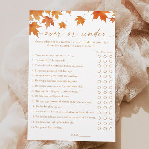 Fall Bridal Shower Over or Under Game
