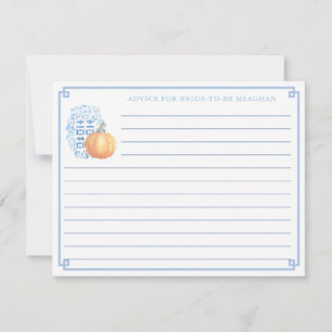 Fall Bridal Shower Pumpkin Advice For Bride Card