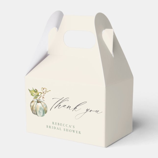 Fall Bridal Shower Pumpkin Calligraphy Thank You Favour Box (Front Side)